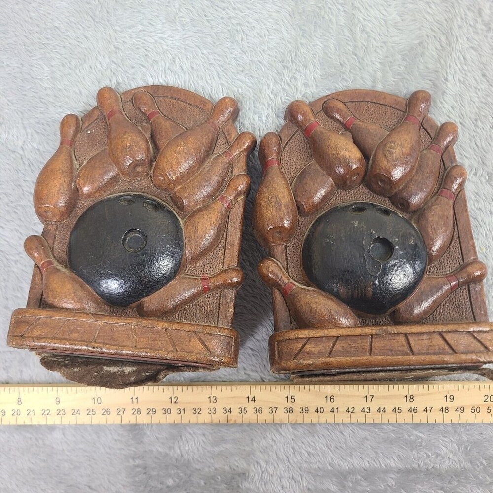 Vintage 10 Pin Alley Bowling Bookends Collectable Antique